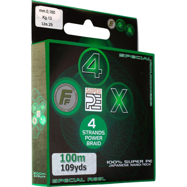 

Шнур Lineaeffe FF 4X Super PE Braid Moss Green 100м 0.25мм FishTest-18.00кг (3006925/GOLD)
