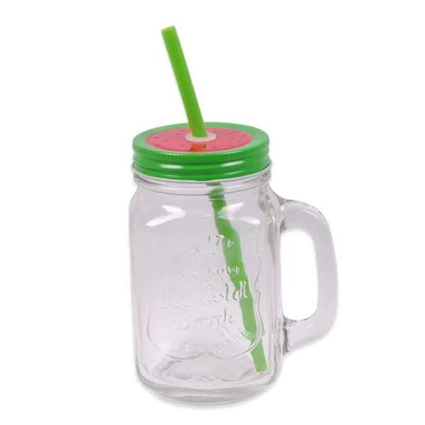 

Чашка-банка с трубкой Flora Арбуз 0,45 л. 45063