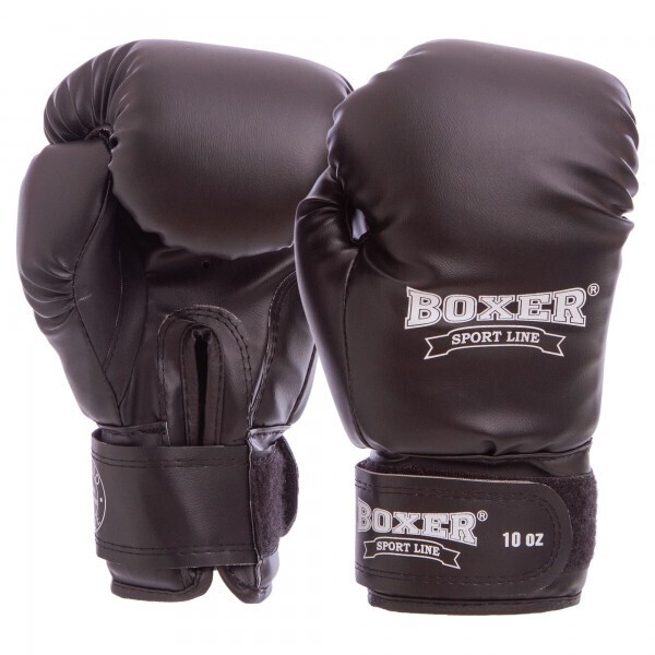 

Перчатки боксерские Кожвинил на липучке BOXER 2022 Элит, р-р 12 черный