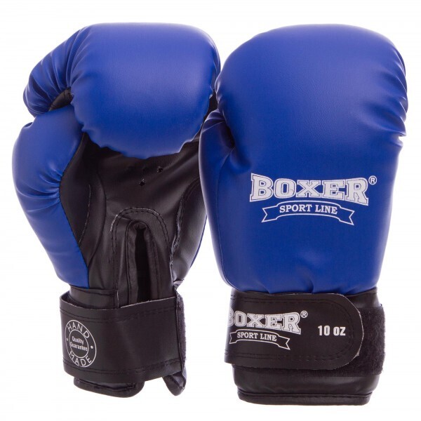 

Перчатки боксерские Кожвинил на липучке BOXER 2022 Элит, р-р 16 синий