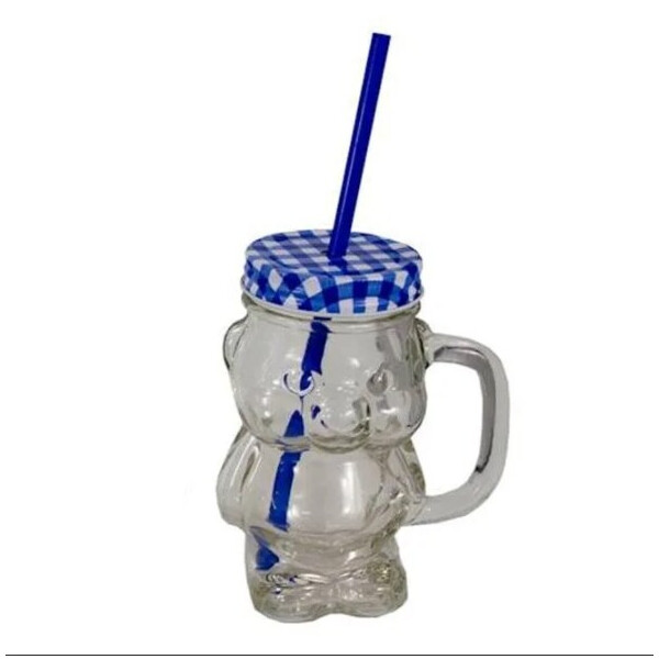 

Чашка-банка с трубкой Flora Teddy Bear 0,45 л. голубая 45170