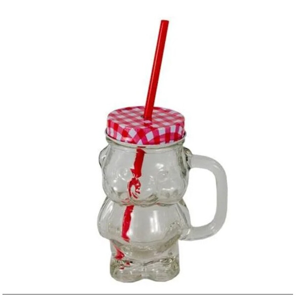 

Чашка-банка с трубкой Flora Teddy Bear 0,45 л. красная 45140