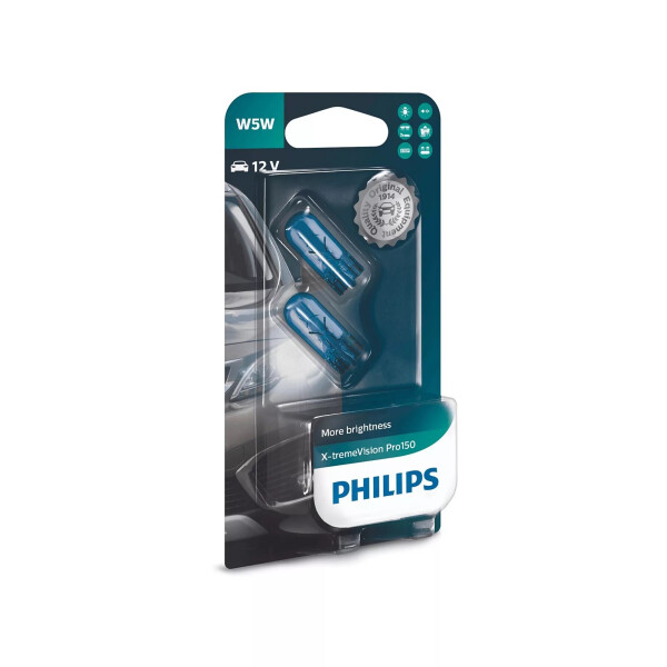 

Автолампа Philips 12961XVPB2 W5W 12V W2.1X9.5d X-tremeVision Pro150 +150% 2шт/блистер