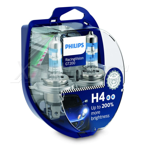 

Автолампа PHILIPS 12342RGTS2 H4 60/55W 12V P43T RacingVision GT200 +200%