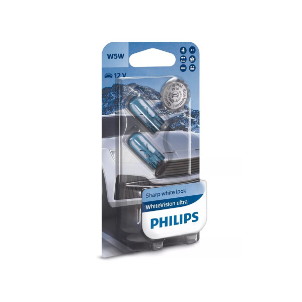 

Автолампа Philips 12961WVUB2 W5W 12V W2.1X9.5d WhiteVision ultra +60% (3300K) 2шт./блистер