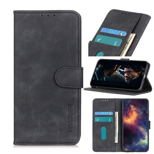 

Чехол-книжка KHAZNEH Retro Wallet для Google Pixel 5 - Black