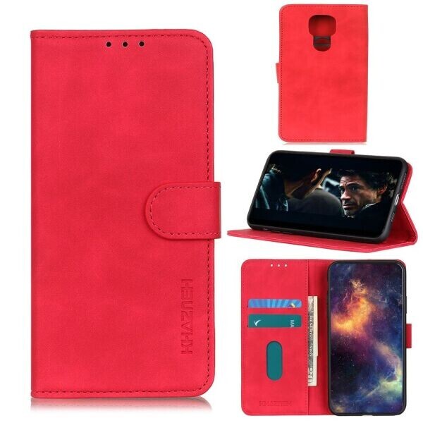 

Чехол-книжка KHAZNEH Retro Wallet для Motorola Moto G9 Play / Moto E7 Plus - Red