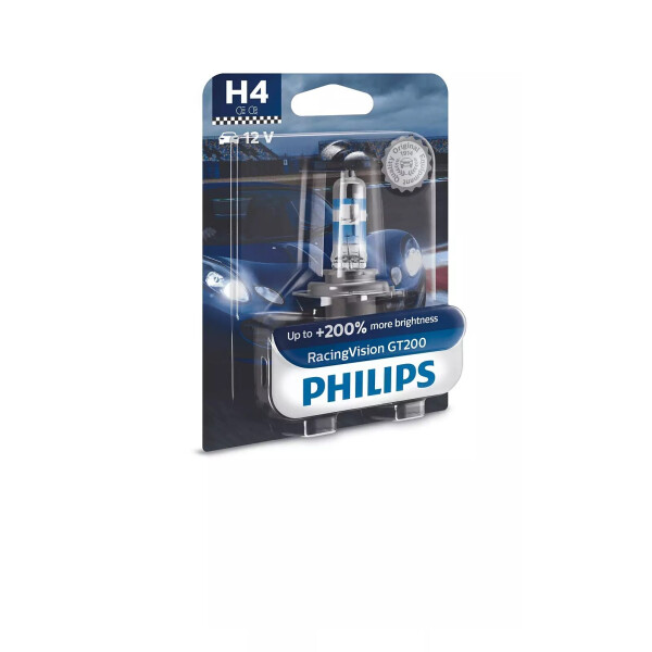 

Автолампа PHILIPS 12342RGTB1 H4 60/55W 12V RacingVision GT200 +200% B1