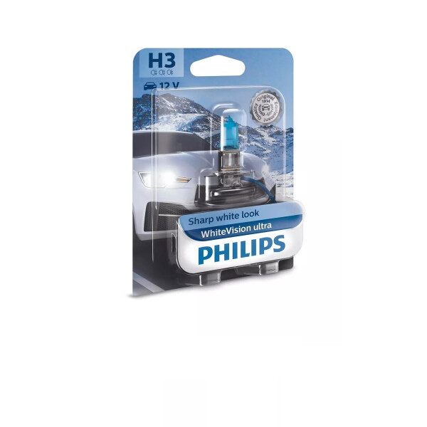 

Автолампа PHILIPS 12336WVUB1 H3 55W 12V WhiteVision ultra +60% (3900K) B1