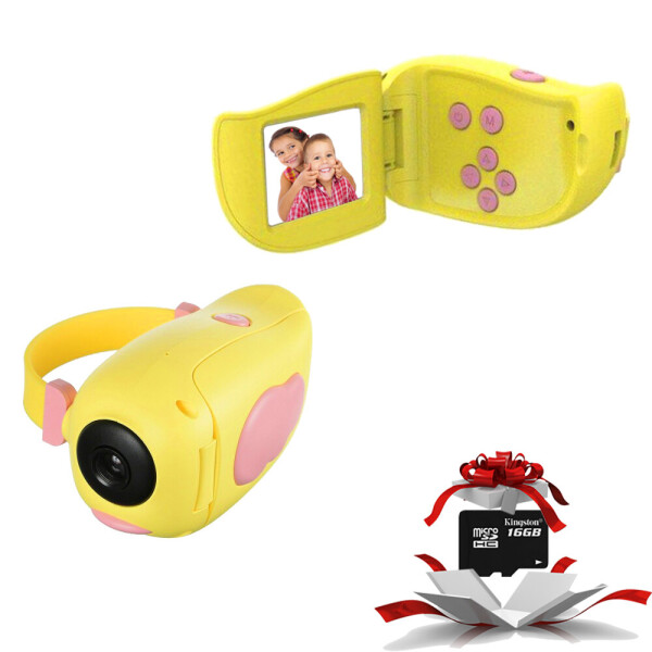 

Детская цифровая мини видеокамера Smart Kids Video Camera HD DV-A100 с 2" дисплеем играми и творческой студией Желтая+ карта microSD 16Gb