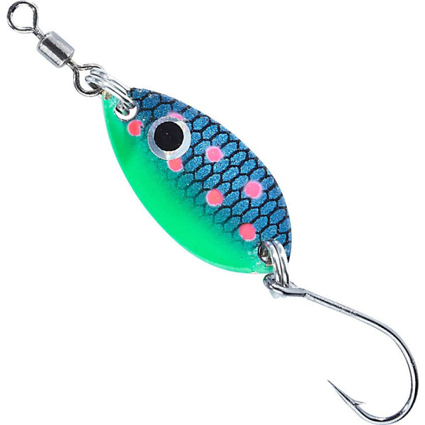 

Блесна-колебалка Balzer Trout Attack spoon "LEAF" один.крючок 1.5гр. blue-pink spots (16013 020)