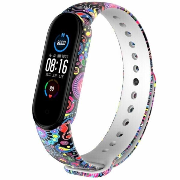 

Ремешок Deexe Style Strap для Xiaomi Mi Band 5 - Colorful Peacock