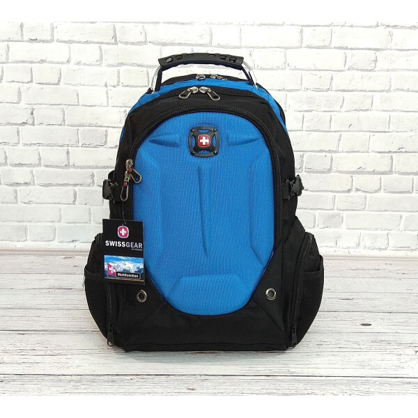 

Рюкзак SwissGear черный с синим + дождевик 135LQ