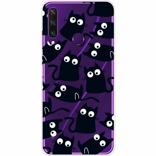 

Силиконовый (TPU) чехол Deexe Pretty Glossy для Huawei Y6p - Black Rats