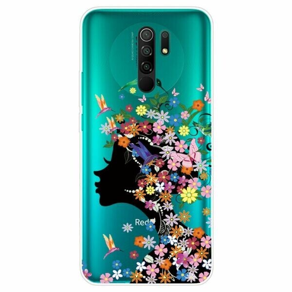 

Силиконовый (TPU) чехол Deexe Pretty Glossy для Xiaomi Redmi 9 - Flowered Girl