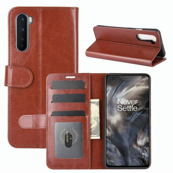 

Чехол-книжка Deexe Wallet Style для OnePlus Nord - Brown