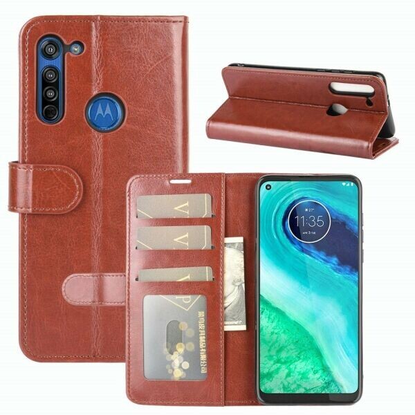 

Чехол-книжка Deexe Wallet Style для Motorola Moto G8 - Brown