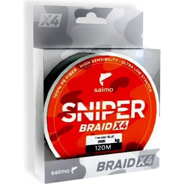 

Жилка плетеная Salmo SNIPER BRAID X4 ARMY GREEN 120/0,203 (4926-020)