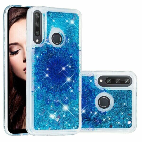 

Силиконовая (TPU) накладка Deexe Fashion Glitter для Huawei Y6p - Blue Malanda Flower