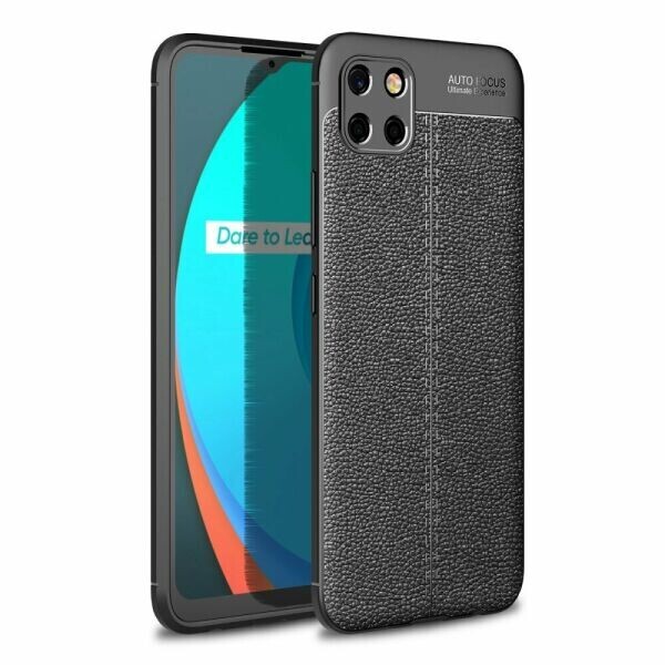 

Защитный чехол Deexe Leather Cover для Realme C11 - Black