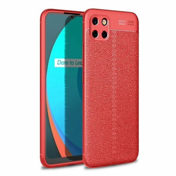 

Защитный чехол Deexe Leather Cover для Realme C11 - Red