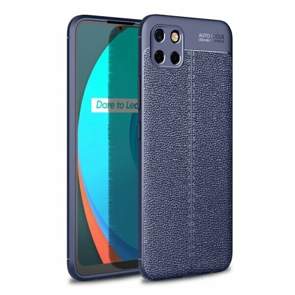 

Защитный чехол Deexe Leather Cover для Realme C11 - Blue