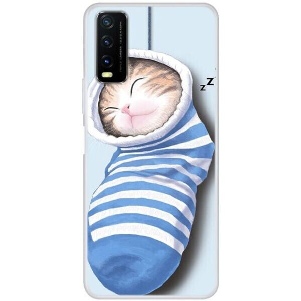 

Силиконовый (TPU) чехол Deexe Life Style для VIVO Y20 - Cat Sleeping In The Stocking