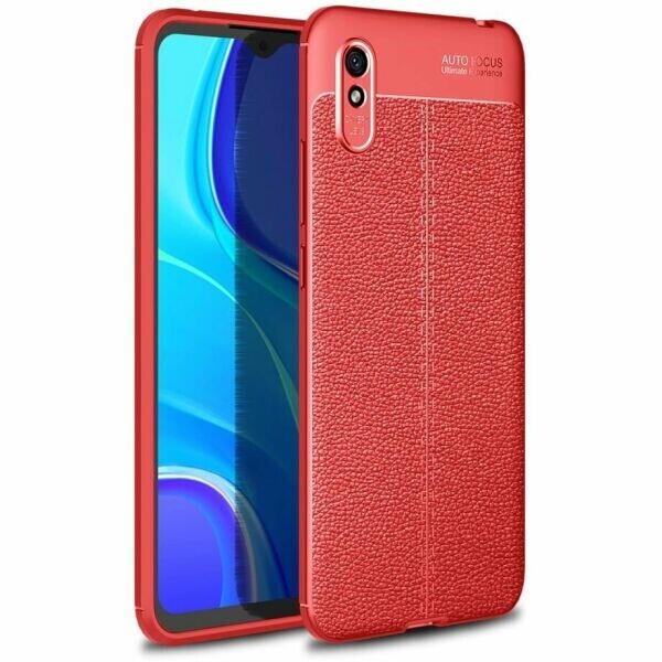 

Защитный чехол Deexe Leather Cover для Xiaomi Redmi 9A - Red