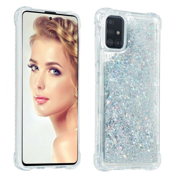 

Силиконовый (TPU) чехол Deexe Liquid Glitter для Samsung Galaxy A71 (A715) - Silver