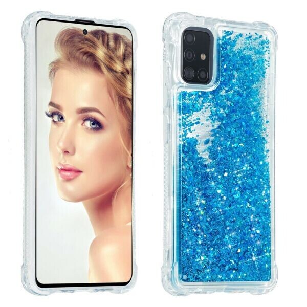 

Силиконовый (TPU) чехол Deexe Liquid Glitter для Samsung Galaxy A71 (A715) - Blue