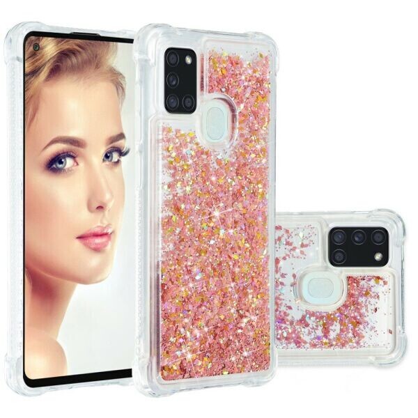 

Силиконовый (TPU) чехол Deexe Liquid Glitter для Samsung Galaxy A21s (A217) - Red
