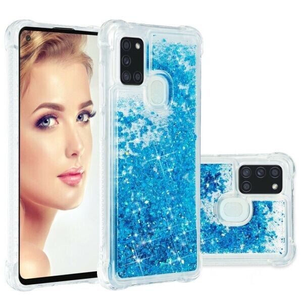 

Силиконовый (TPU) чехол Deexe Liquid Glitter для Samsung Galaxy A21s (A217) - Blue