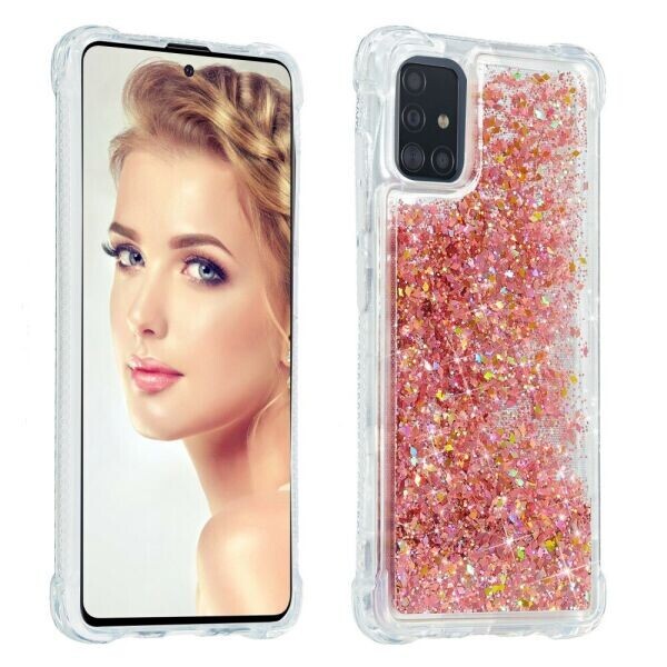 

Силиконовый (TPU) чехол Deexe Liquid Glitter для Samsung Galaxy A51 (А515) - Red