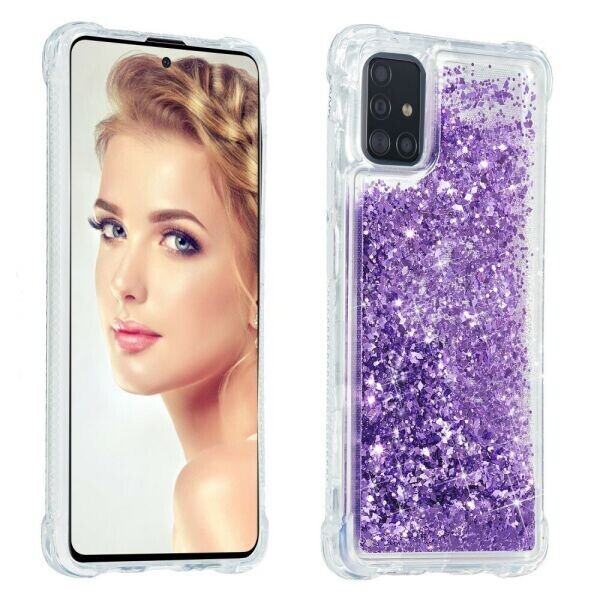 

Силиконовый (TPU) чехол Deexe Liquid Glitter для Samsung Galaxy A51 (А515) - Purple