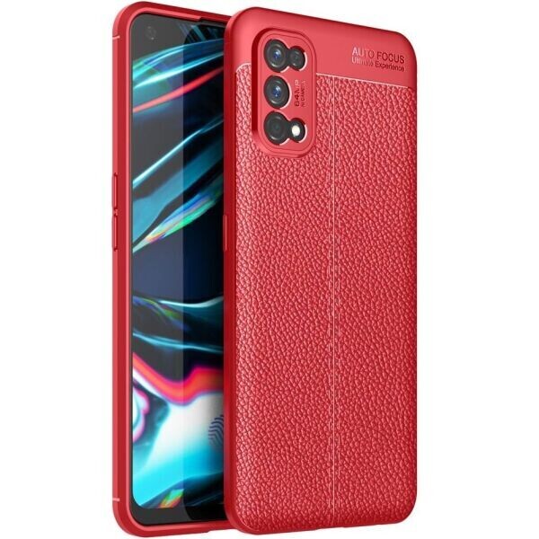 

Защитный чехол Deexe Leather Cover для Realme 7 Pro - Red