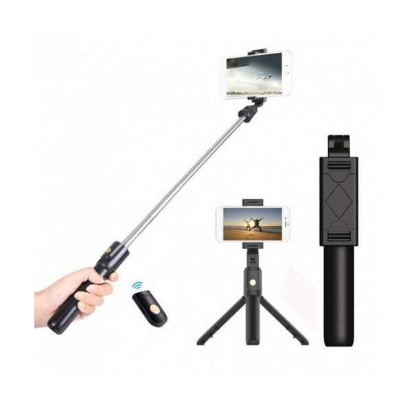 

Селфи палка для телефона Selfie Stick K07 Plus Монопод - трипод с кнопкой-пультом Bluetooth, зеркалом Черная