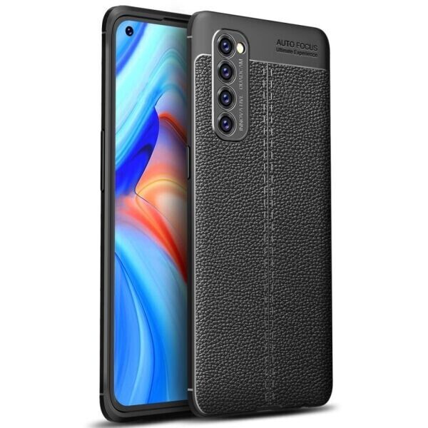 

Защитный чехол Deexe Leather Cover для OPPO Reno 4 Pro - Black