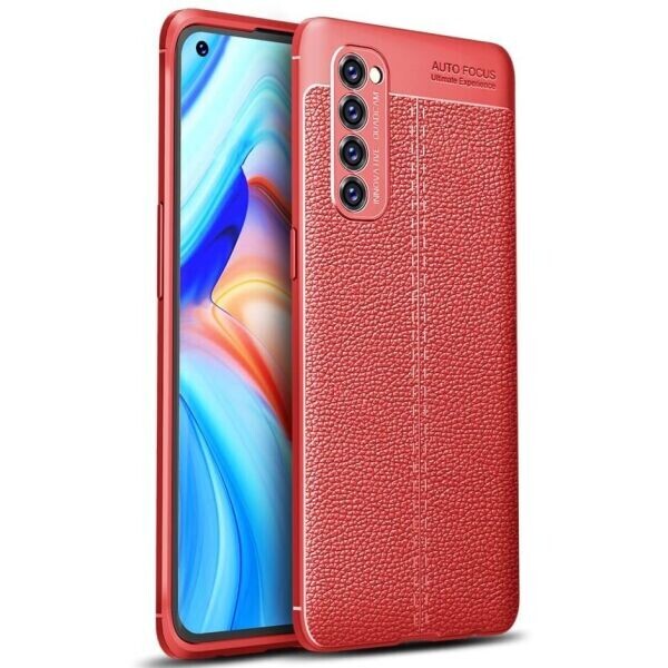 

Защитный чехол Deexe Leather Cover для OPPO Reno 4 Pro - Red