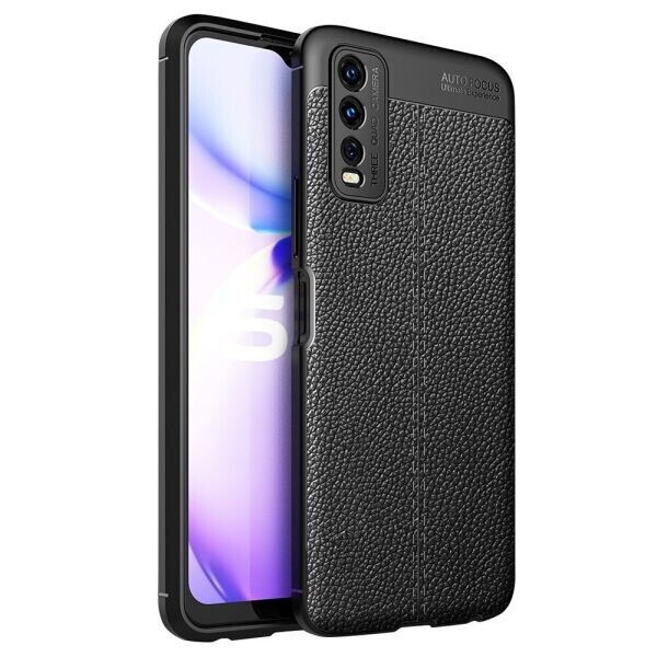

Защитный чехол Deexe Leather Cover для VIVO Y20 - Black