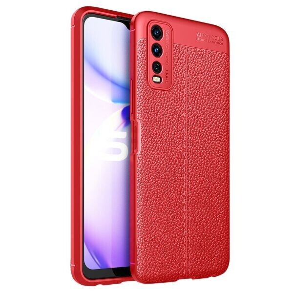 

Защитный чехол Deexe Leather Cover для VIVO Y20 - Red