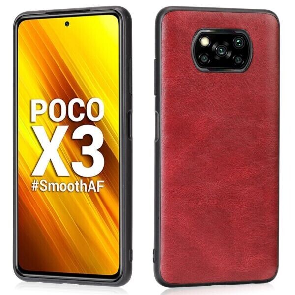 

Защитный чехол Deexe Leather Back Cover для Xiaomi Poco X3 - Red