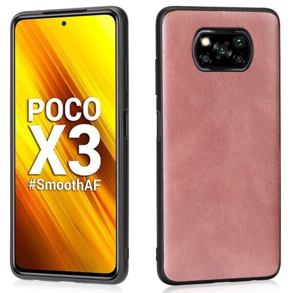 

Защитный чехол Deexe Leather Back Cover для Xiaomi Poco X3 - Pink