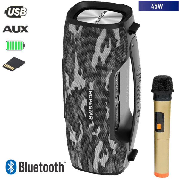 

Портитивная Bluetooth колонка Strong Power HOPESTAR-A6 PRO PowerBank с микрофоном и функцией громкой связи Серый камуфляж