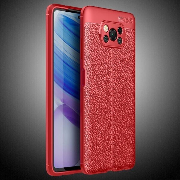 

Защитный чехол Deexe Leather Cover для Xiaomi Poco X3 - Red