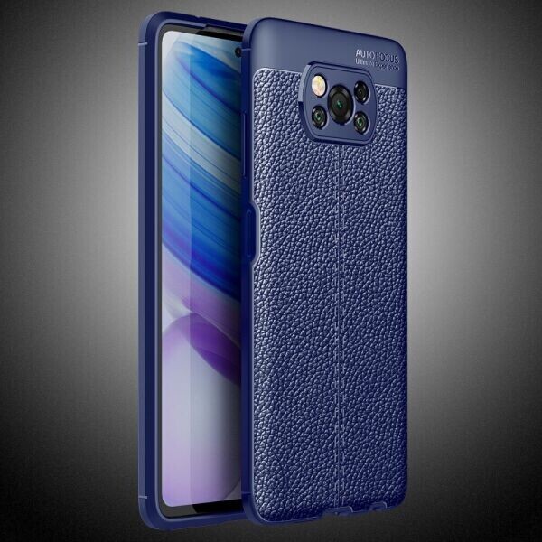 

Защитный чехол Deexe Leather Cover для Xiaomi Poco X3 - Dark Blue
