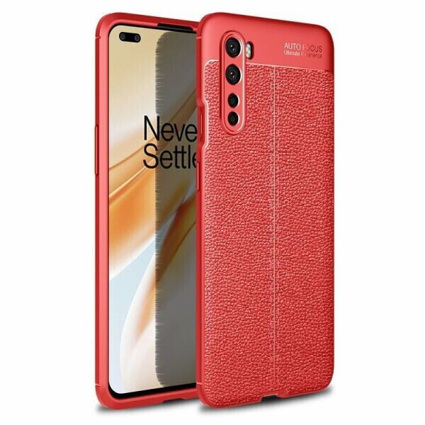 

Защитный чехол Deexe Leather Cover для OnePlus Nord - Red