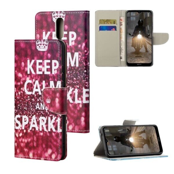 

Чехол-книжка Deexe Color Wallet для Nokia 2.4 - Keep Calm and Sparkle