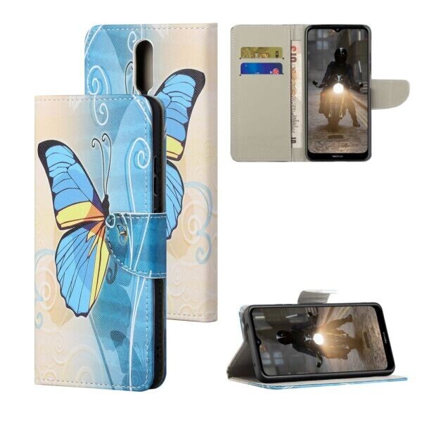 

Чехол-книжка Deexe Color Wallet для Nokia 2.4 - Blue Butterfly