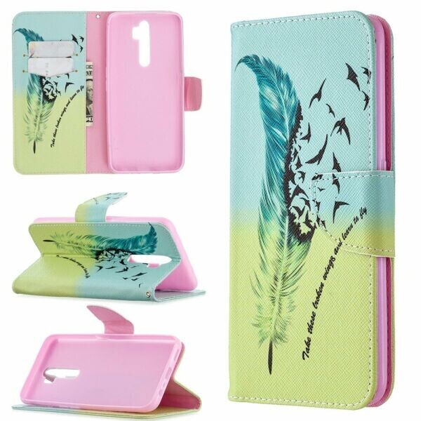 

Чехол-книжка Deexe Color Wallet для OPPO A5 2020 / A9 2020 - Feather Pattern