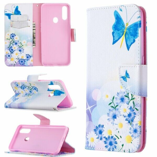 

Чехол-книжка Deexe Color Wallet для OPPO A31 - Blue Butterfly and Flowers